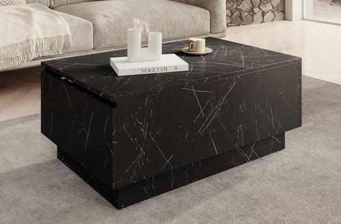 Salontafel rechthoekig zwart marmerlook - klep 90cm, Huis en Inrichting, Tafels | Salontafels, Nieuw, 50 tot 100 cm, Minder dan 50 cm