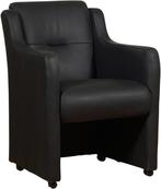 Zwarte leren landelijke eetkamerfauteuil - Rancho Leer Nero, Overige kleuren, Nieuw, Leer, Ophalen of Verzenden