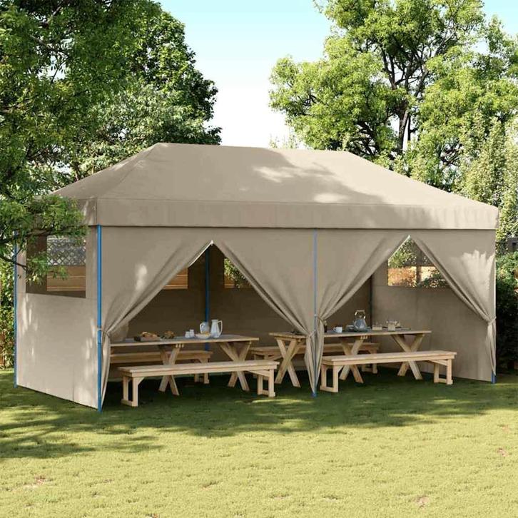 vidaXL Partytent Pop-up Taupe 580 x 292 x 315 cm Oxford Stof, Tuin en Terras, Partytenten, Nieuw, Verzenden