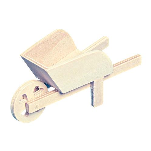 Houten kruiwagen, 12cm. Houten kruiwagen, 12cm., Hobby en Vrije tijd, Knutselen, Nieuw