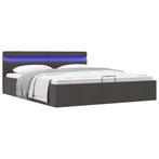 vidaXL Bedframe met opbergruimte en LED stof donkergrijs, Huis en Inrichting, Slaapkamer | Bedden, Verzenden, Nieuw