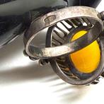 Oude echte Baltische barnsteenring in zilver 875 - Barnsteen, Verzamelen