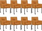 Set van 8 Lichtcognac leren moderne eetkamerstoelen - Toledo, Huis en Inrichting, Nieuw, Vijf, Zes of meer stoelen, Eigentijds