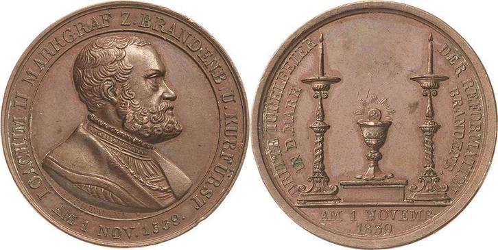 Brons medaille 1839 Reformation-ereignisse en Jubilaeen, Timbres & Monnaies, Pièces & Médailles, Envoi