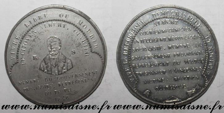 1848 France Medaille Politik 94 Albert Ouvrier Gefaengnis..., Timbres & Monnaies, Pièces & Médailles, Envoi