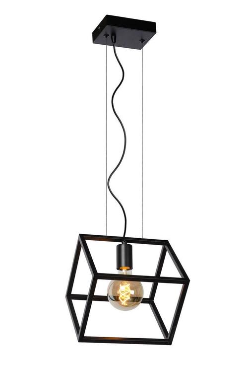 Hanglamp Lucide FABIAN -  - 1xE27 - Zwart, Huis en Inrichting, Lampen | Hanglampen, Nieuw, Verzenden