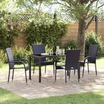 vidaXL Tuin Eettafel Set 5 pcs Zwart Gepoedercoat staal, Verzenden, Nieuw