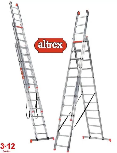 Altrex 3-delige reformladder All Round 3×12 sporten, Doe-het-zelf en Bouw, Ladders en Trappen, 4 meter of meer, Opvouwbaar of Inschuifbaar