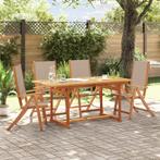 vidaXL 5-delige Tuinset massief acaciahout en textileen, Verzenden, Nieuw, Tuinset