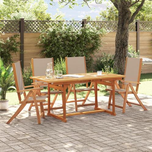 vidaXL 5-delige Tuinset massief acaciahout en textileen, Tuin en Terras, Tuinsets en Loungesets, Tuinset, Nieuw, Verzenden