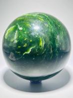 Zwart Groen Jade Nefriet - Bol - AAA Kwaliteit - Ø 130mm