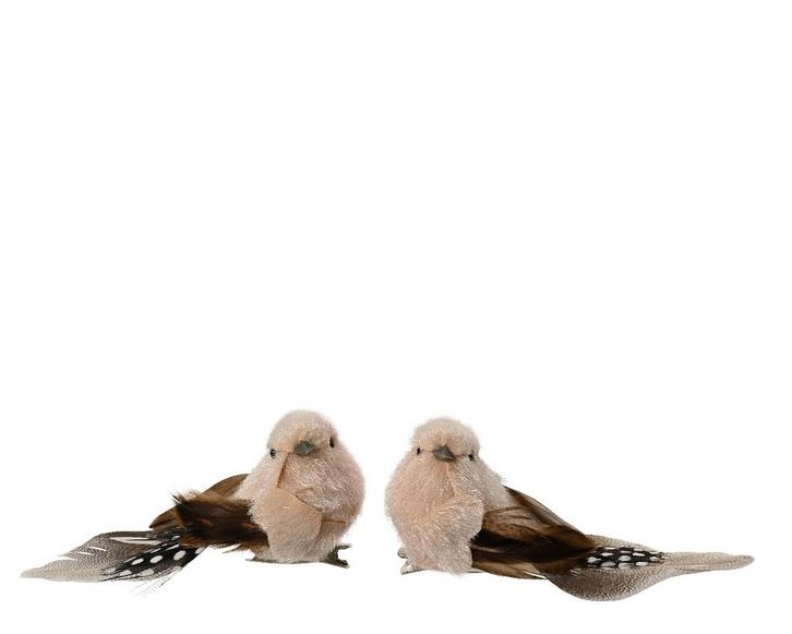 Vogeltje Creme Bruin naturel op clip SET 2 stuks, Huis en Inrichting, Woonaccessoires | Kunstplanten en Kunstbloemen, Nieuw