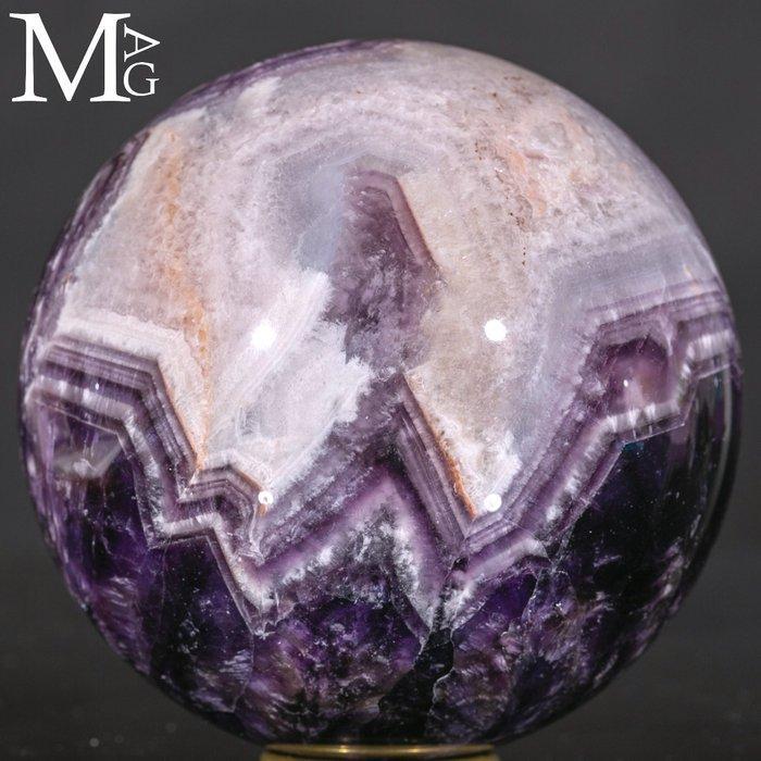 Kristalheldere schoonheid Sphere of Chevron Amethyst uit, Verzamelen, Mineralen en Fossielen