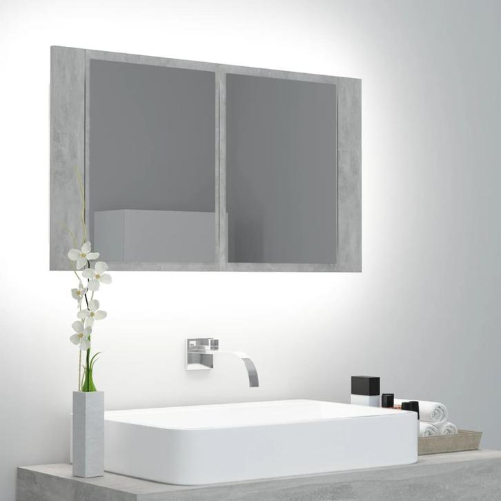 vidaXL Badkamerkast met spiegel en LED 80x12x45 cm acryl, Huis en Inrichting, Tafels | Kaptafels, Nieuw, Verzenden