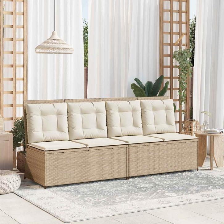vidaXL Tuinbank Beige poly rattan, Tuin en Terras, Tuinsets en Loungesets, Nieuw, Verzenden