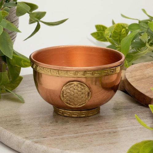 Puur koperen Tibetaanse wierookbrander/offerschaal Flower of, Sport en Fitness, Gezondheidsproducten en Wellness, Ophalen of Verzenden