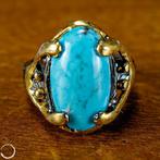 Zeldzame Perzische turquoise ring - 925 zilver, 14k verguld, Verzamelen