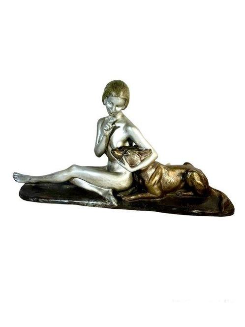 Louis Riché - Sculpture, La confidence - 29.5 cm - Bronze, Antiek en Kunst, Kunst | Designobjecten