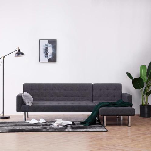 vidaXL Slaapbank L-vormig polyester donkergrijs, Huis en Inrichting, Zetels | Zetels, Nieuw, Verzenden