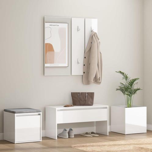 vidaXL Ensemble de meubles de couloir Blanc brillant, Maison & Meubles, Armoires | Penderies & Garde-robes, Neuf, Envoi