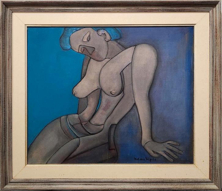 Melanie Tripels – “Blauw Naakt”, Antiek en Kunst, Kunst | Schilderijen | Modern, Ophalen