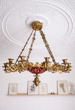 Kroonluchter - Brons-kristal-koper-uranium - Napoleon III, Antiek en Kunst