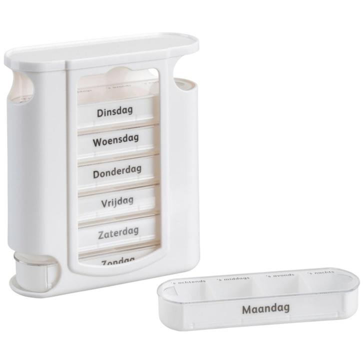 Pillendoosje 7 daags / 4 vakjes per dag - WIT, Diversen, Verpleegmiddelen, Ophalen of Verzenden