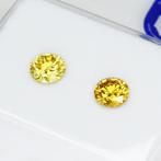2 pcs Diamant (Kleurbehandeld) - 0.43 ct - Rond - Fancy, Nieuw