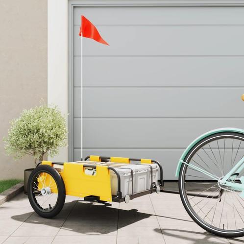 vidaXL Fietstrailer oxford stof en ijzer geel, Fietsen en Brommers, Fietsaccessoires | Aanhangwagens en Karren, Nieuw, Verzenden