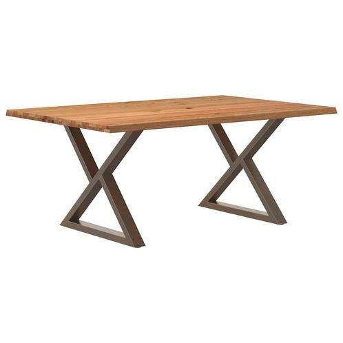 vidaXL Eettafel met natuurlijke rand 180x120x74cm eikenhout, Huis en Inrichting, Tafels | Eettafels, Nieuw, Verzenden