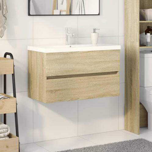 vidaXL 2-delige Badkamermeubelset keramiek en bewerkt hout, Huis en Inrichting, Tafels | Kaptafels, Nieuw, Verzenden