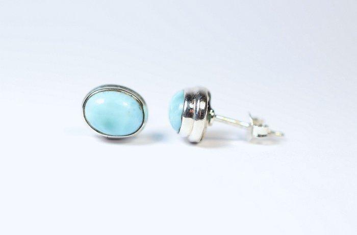 Larimar 2 x oorstekers- 2.44 g - (2), Verzamelen, Mineralen en Fossielen