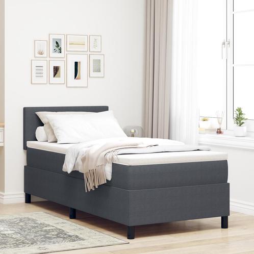 vidaXL Boxspringbed met Matras Donkergrijs Eenpersoons, Huis en Inrichting, Slaapkamer | Bedden, Nieuw, Verzenden