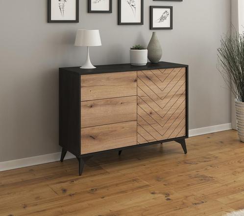 Dressoir eiken zwart 104x39x77 lades, Huis en Inrichting, Kasten | Dressoirs, 25 tot 50 cm, Nieuw, 100 tot 150 cm, Verzenden