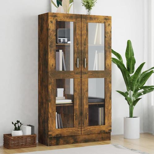 vidaXL Vitrinekast 82,5x30,5x150 cm bewerkt hout gerookt, Huis en Inrichting, Kasten | Boekenkasten, Nieuw, Verzenden