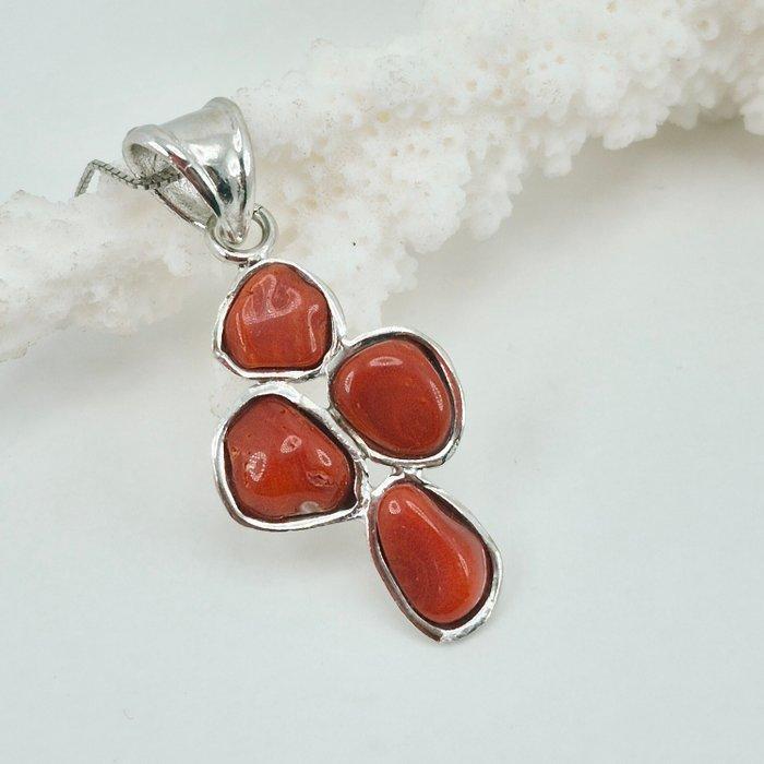 Bloedkoraal - Zilver - Ketting met hanger - CORALLO, Antiek en Kunst, Curiosa en Brocante