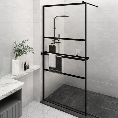 vidaXL Paroi de douche avec étagère Noir 115x195cm Verre, Bricolage & Construction, Sanitaire, Neuf, Envoi