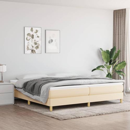 vidaXL Cadre de lit Crème 200 x 200 cm Tissu, Maison & Meubles, Chambre à coucher | Lits, Neuf, Envoi