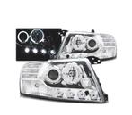 PHARES POUR MITSUBISHI PAJERO V60 00-06 ANGEL EYES LED CHROM, Verzenden