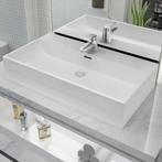 vidaXL Vasque avec trou de robinet en céramique Blanc, Bricolage & Construction, Sanitaire, Neuf, Verzenden