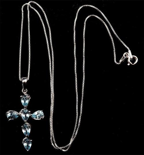Topaas - Zilver, Blauwe Topaze - Prachtig kruis en zilveren, Antiek en Kunst, Antiek | Boeken en Manuscripten