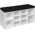 Schoenenkast met zitkussen 103,5x48x30cm - zwart / wit, Nieuw, Verzenden