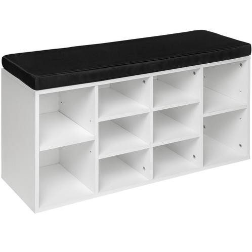 Schoenenkast met zitkussen 103,5x48x30cm - zwart / wit, Huis en Inrichting, Kasten | Schoenenkasten, Verzenden