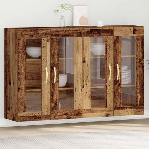 vidaXL Wandkasten Set van 2 in Oud Hout 69,5 x 34 x 90 cm., Huis en Inrichting, Kasten | Dressoirs, Nieuw, Verzenden