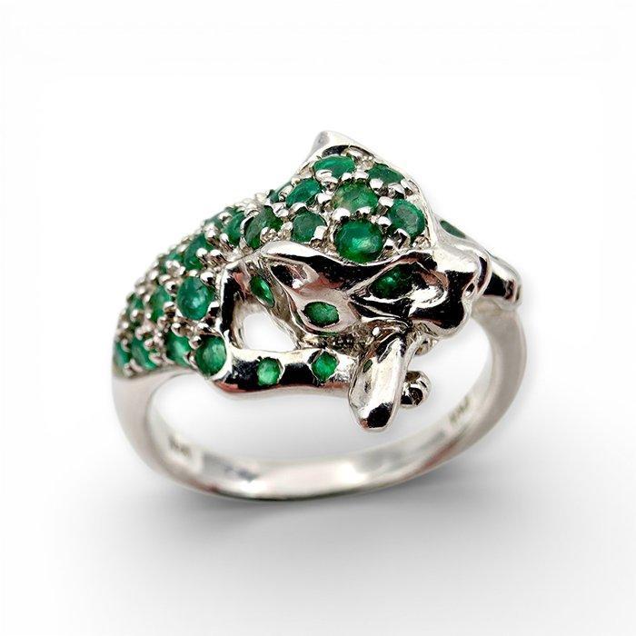 Zonder minimumprijs - Ring Zilver - Smaragd (Gecertificeerd), Handtassen en Accessoires, Ringen