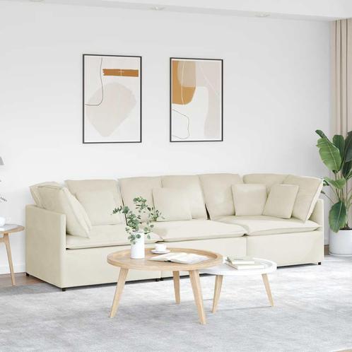 vidaXL Modulaire bank met kussens fluweel crèmekleurig, Huis en Inrichting, Zetels | Zetels, Nieuw, Verzenden