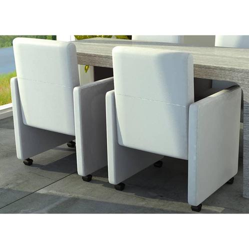 vidaXL Eetkamerstoelen 2 st kunstleer wit, Huis en Inrichting, Stoelen, Nieuw, Verzenden
