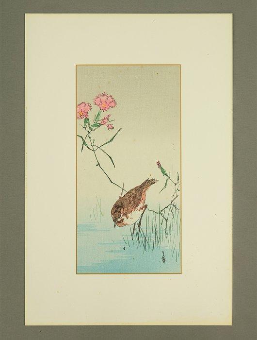 Reprint - Dianthus and Plover - 136/450 - Niimura Gesso, Antiek en Kunst, Antiek | Overige Antiek