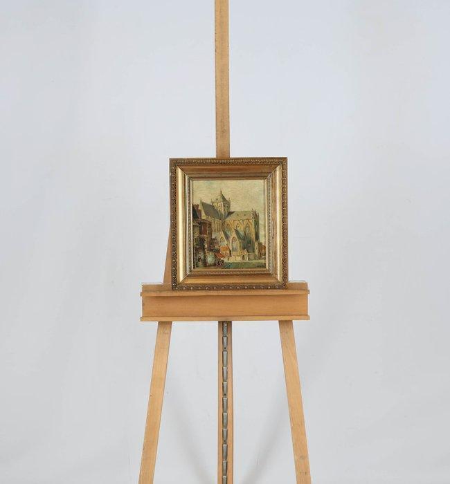 Genkes (XX) - Gezicht op kerk, Antiek en Kunst, Kunst | Schilderijen | Klassiek