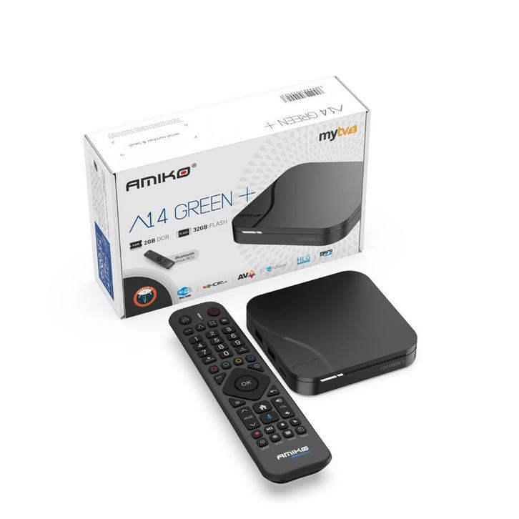 Amiko A14 Green+ Plus 4K Android IPTV Box, Telecommunicatie, Zenders en Ontvangers, Nieuw, Ophalen of Verzenden